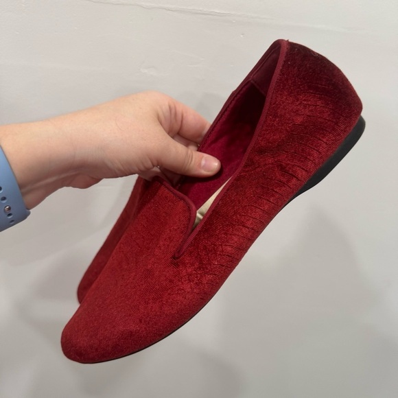 Birdies Starling Burgundy Red Velvet Python Smocking Loafer Slipper Flats 8.5 - Picture 6 of 7